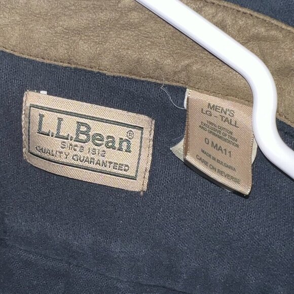 L.L. Bean Men's Shooting Button Down Shirt With Elbow Pads Navy Size L-Tall - Picture 2 of 3